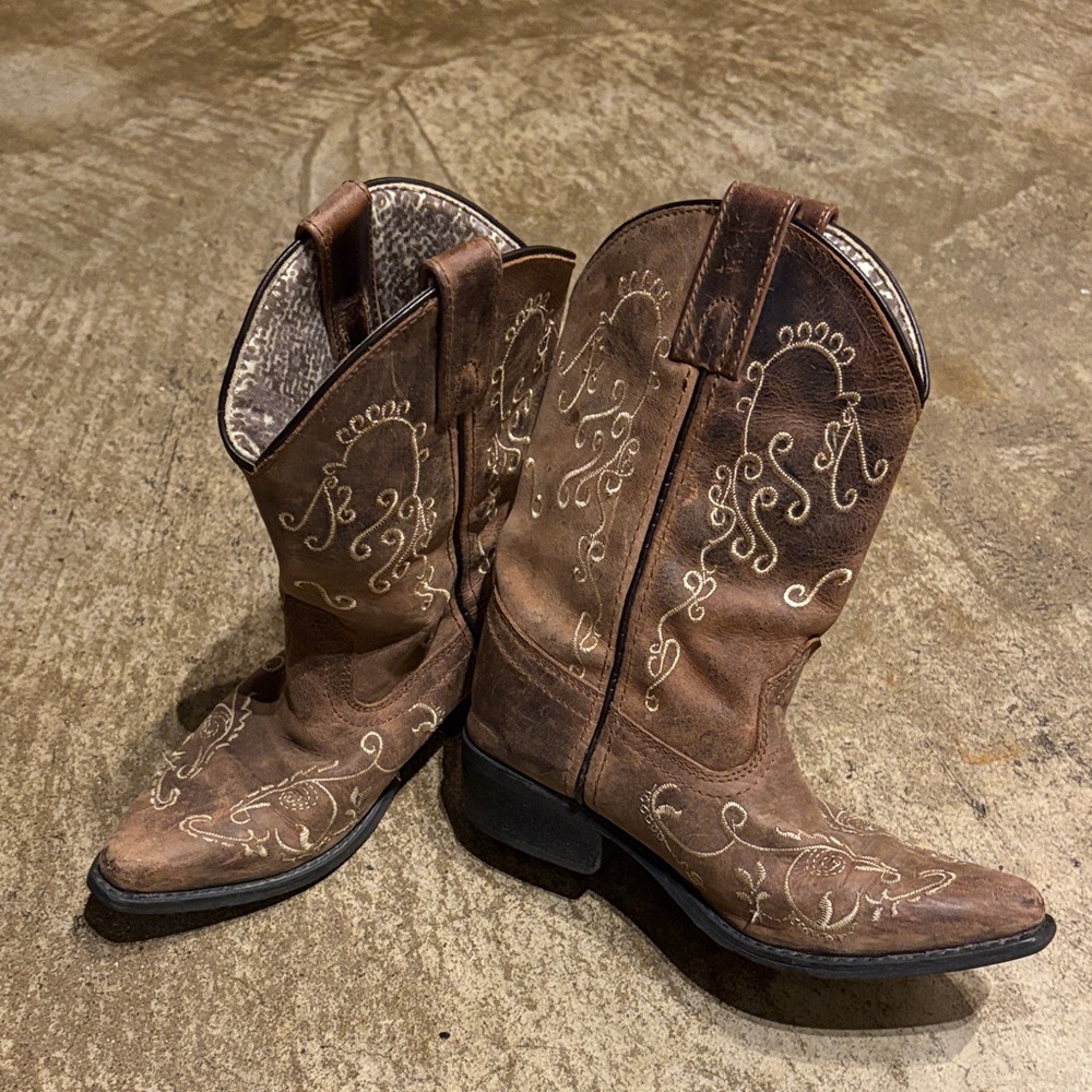 Girls Brown Embroidered Smoky Mountain Cowboy Boots